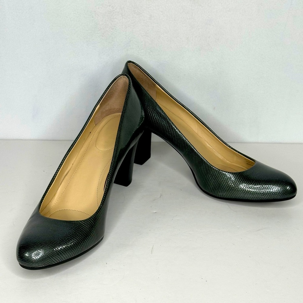 Calvin Klein‎ Renni Olive Gray Pumps Lizard Print Patent Officewear Sz 9 1/2 - Picture 12 of 12